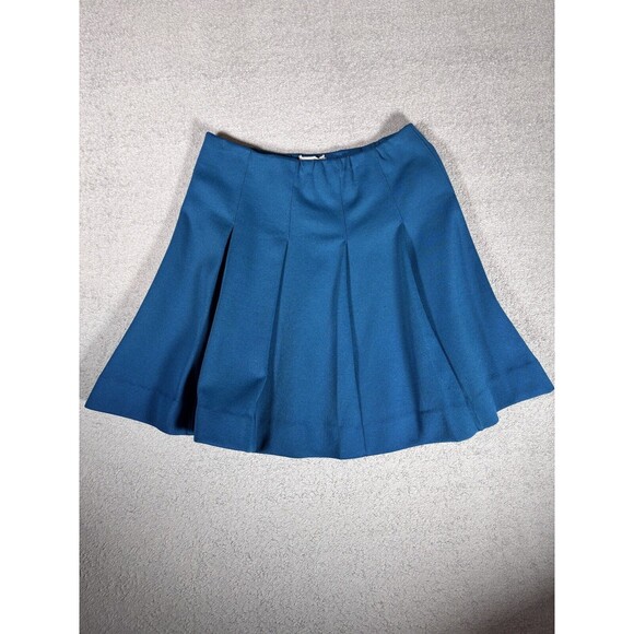 Vintage James Kenrob Dalton Pleated Mini Skirt Dark Waist 28” Blue‎ Preppy - Picture 3 of 12